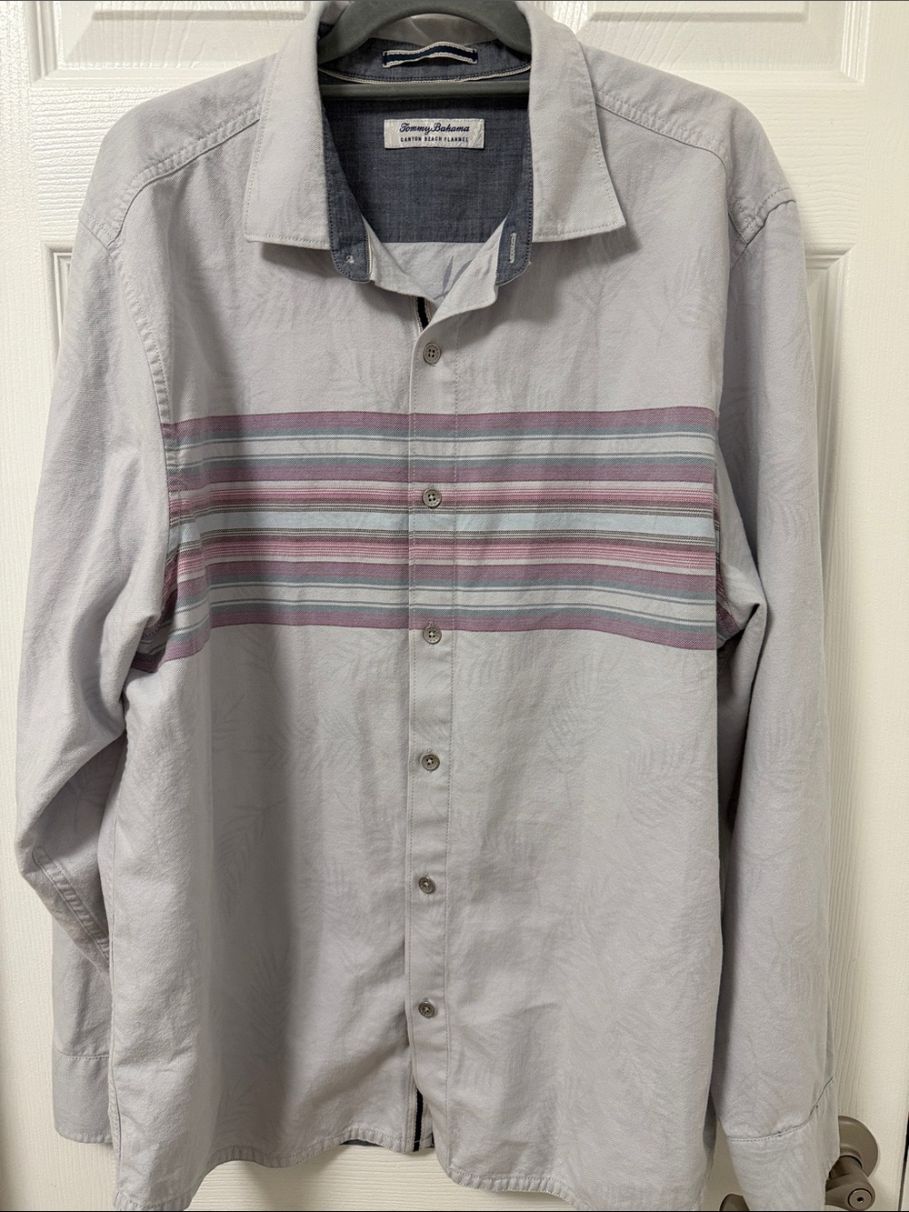 Tommy Bahama Canyon Beach Flannel Long-Sleeve Button-Down with Stripe Panel — XL